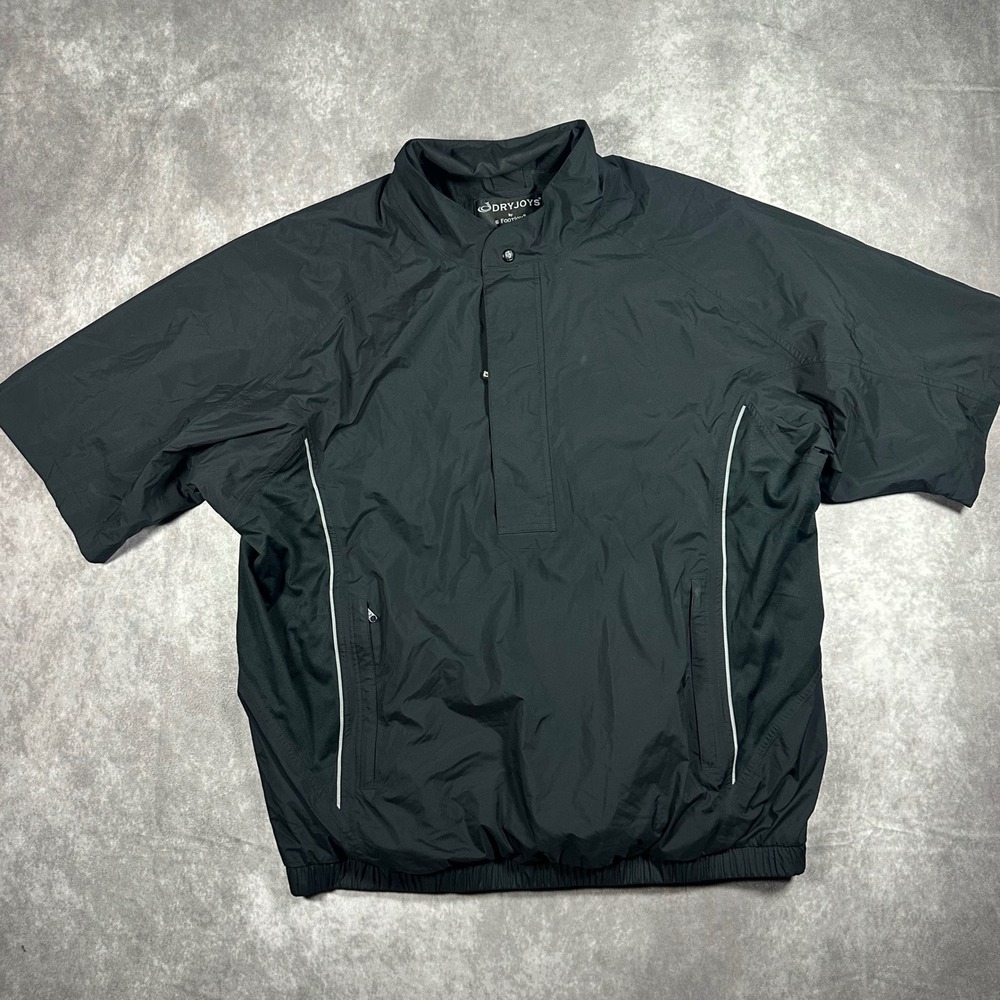 DryJoys by FootJoy Mens XL Black Short Sleeve Golf Windbreaker Pullover Jacket